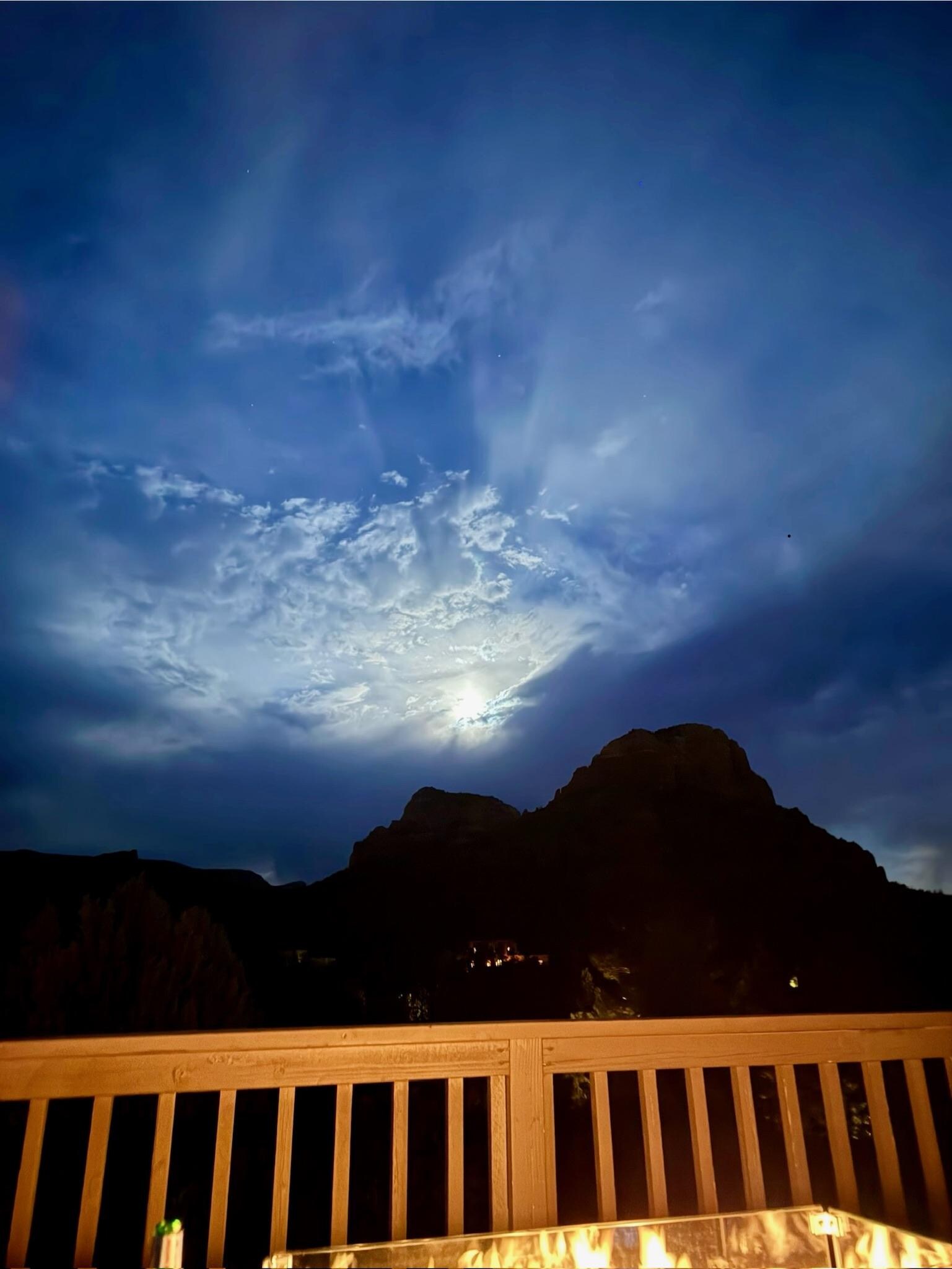 Watching the moon rise from upper deck 