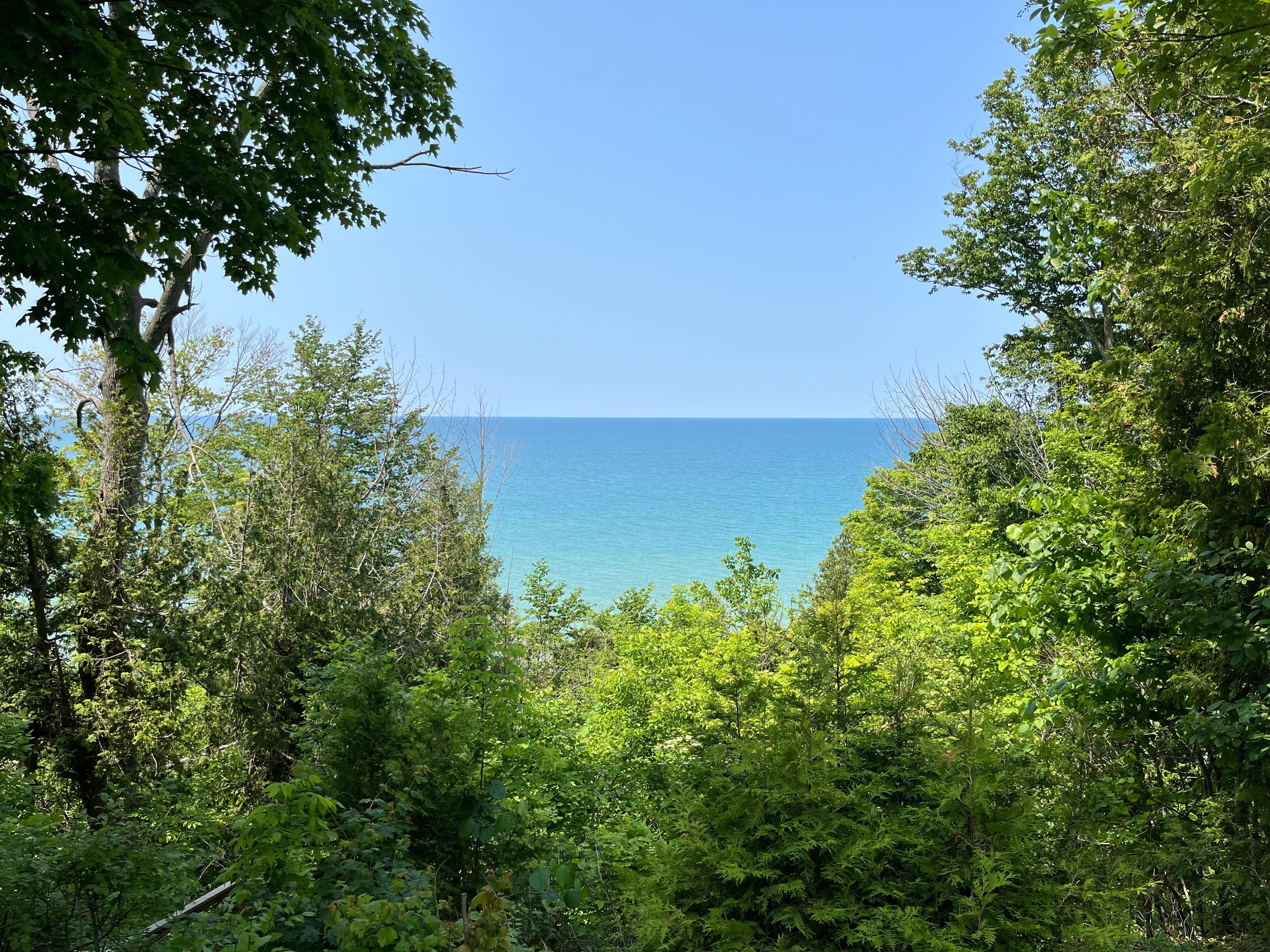 View of Lake Huron from the cottage deck.