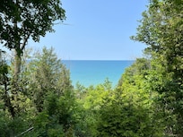 View of Lake Huron from the cottage deck.