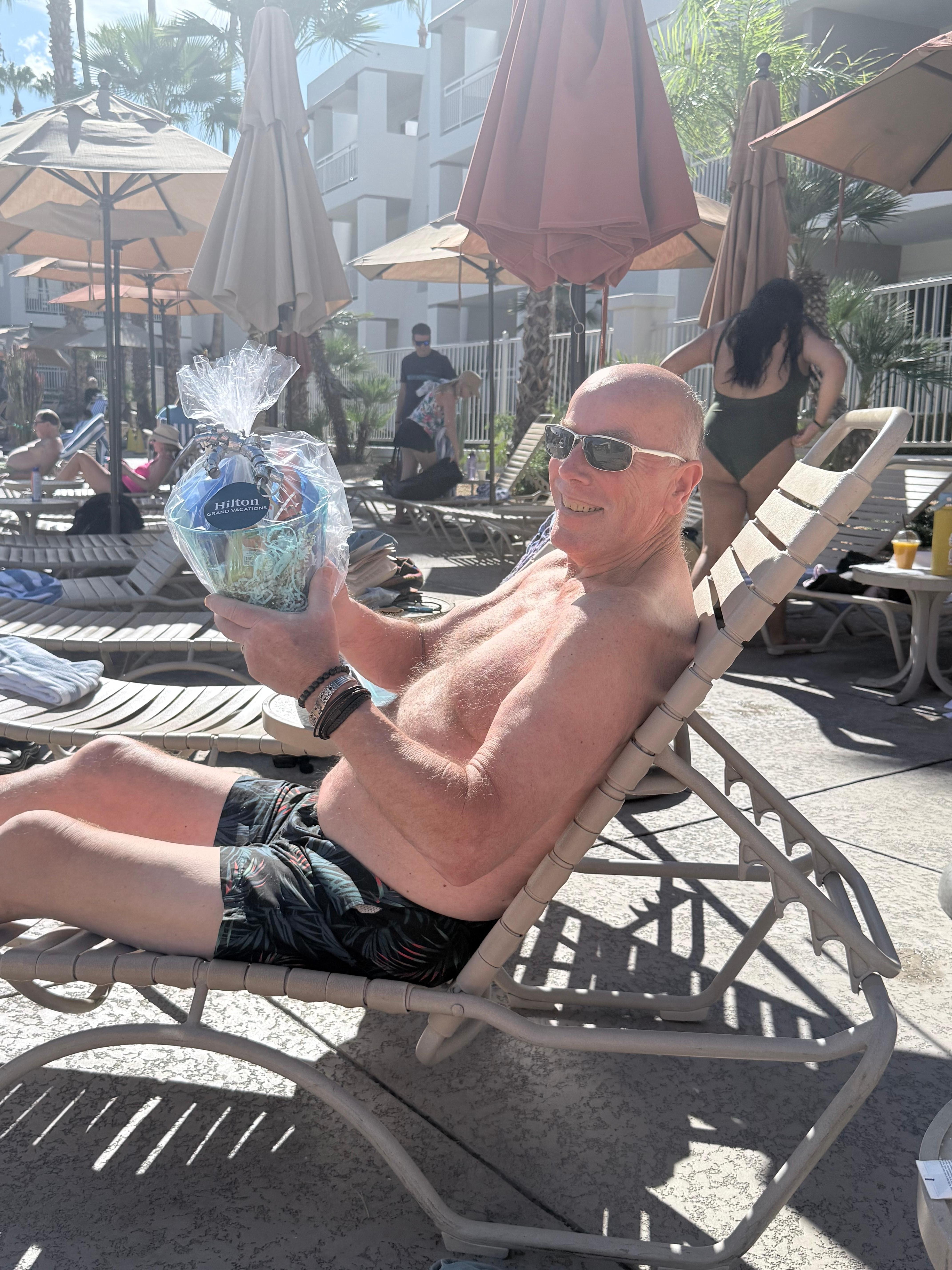 it was my dad’s 70th birthday. They even gave him a special gift with champagne.