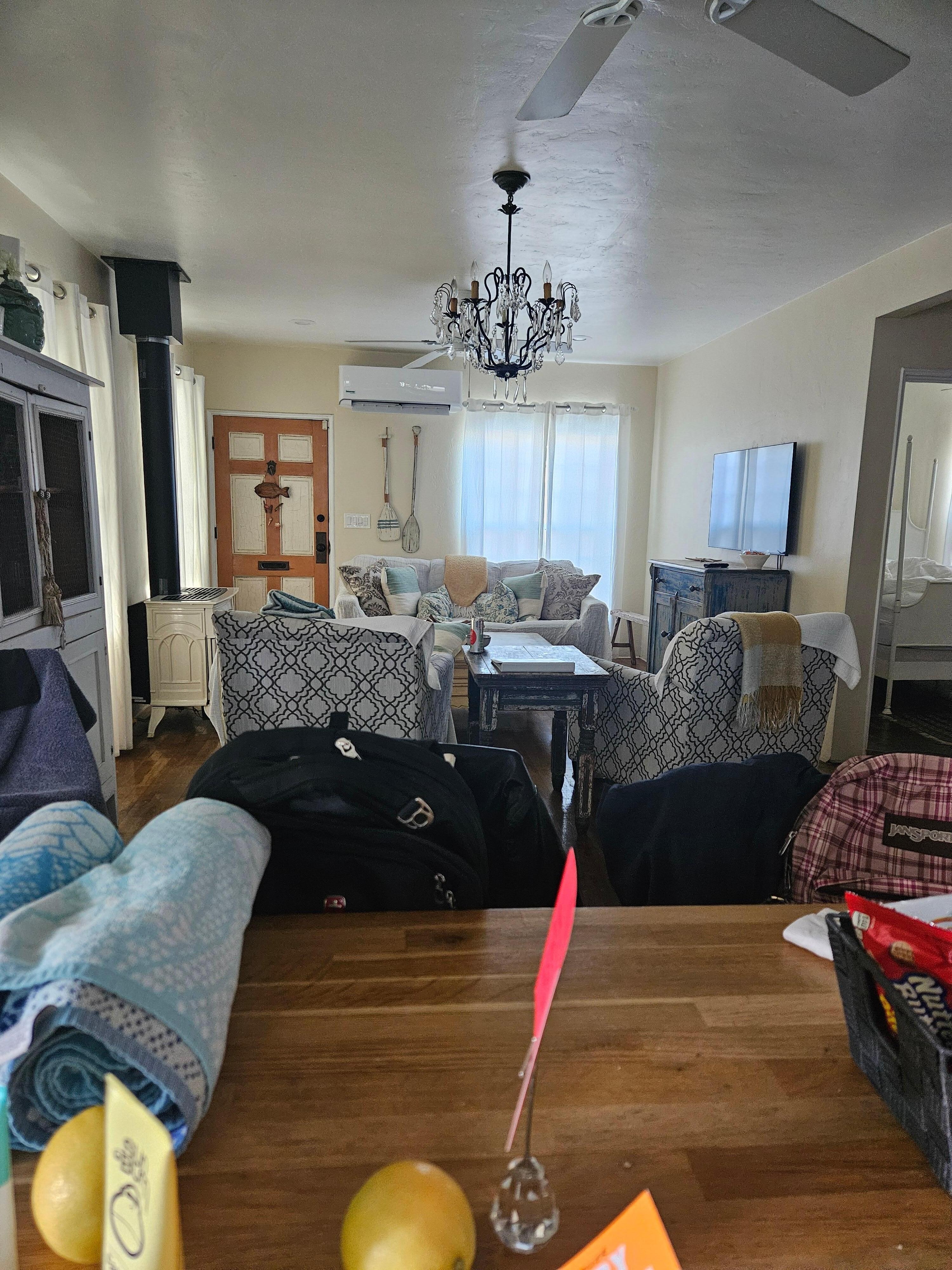 Picture from kitchen view to main living area of house