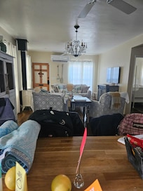 Picture from kitchen view to main living area of house