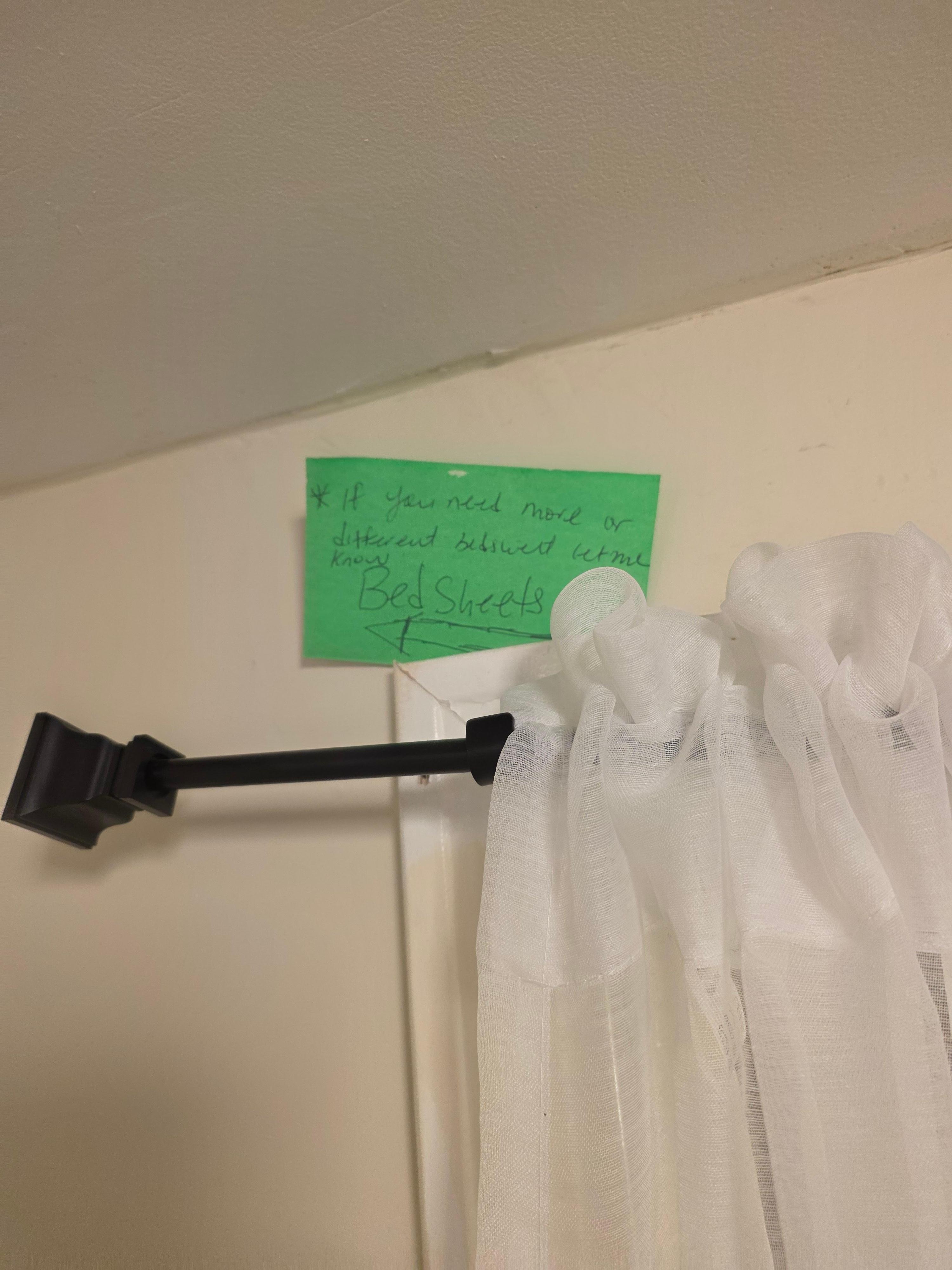 the note for more bedsheets. 