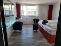 very large, bright bedroom