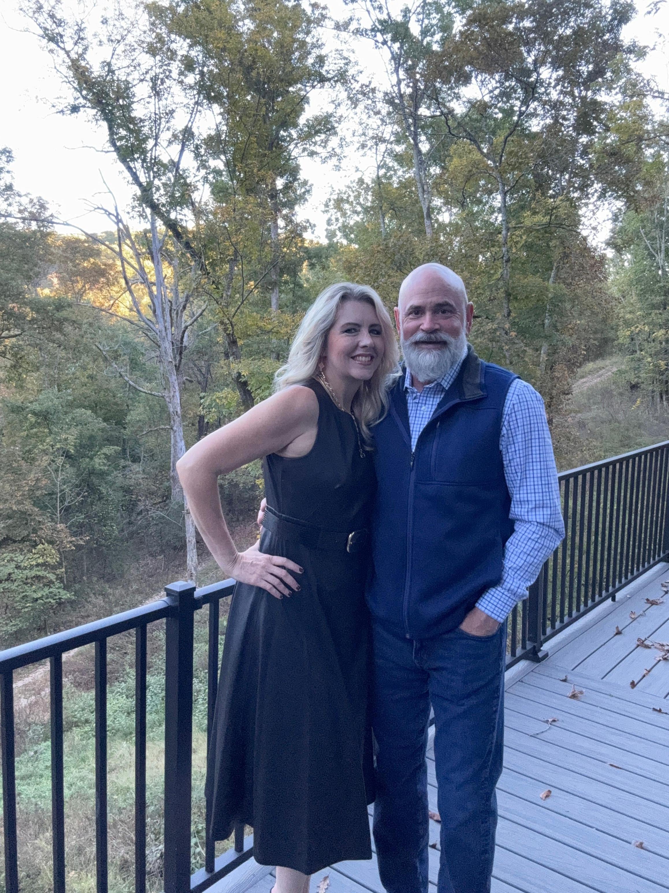 We forgot our fancy clothes so we stopped in Roger’s and bought new fancy clothes! This is on the deck.