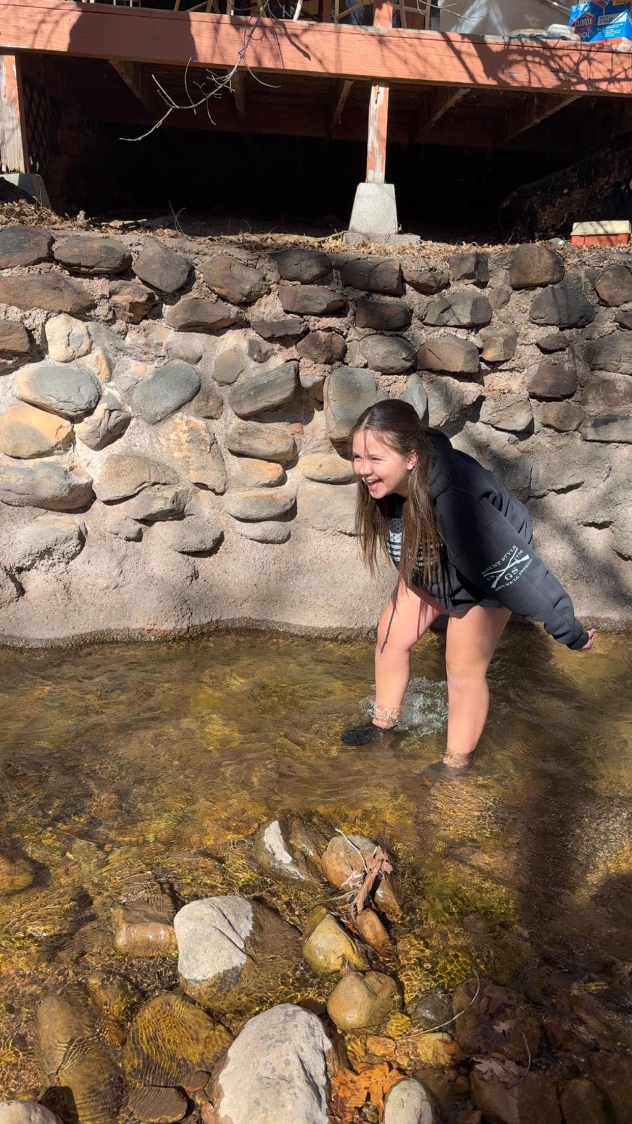 Creek runs all down the cabins from the back door all the way down the kids loved it even the older ones 