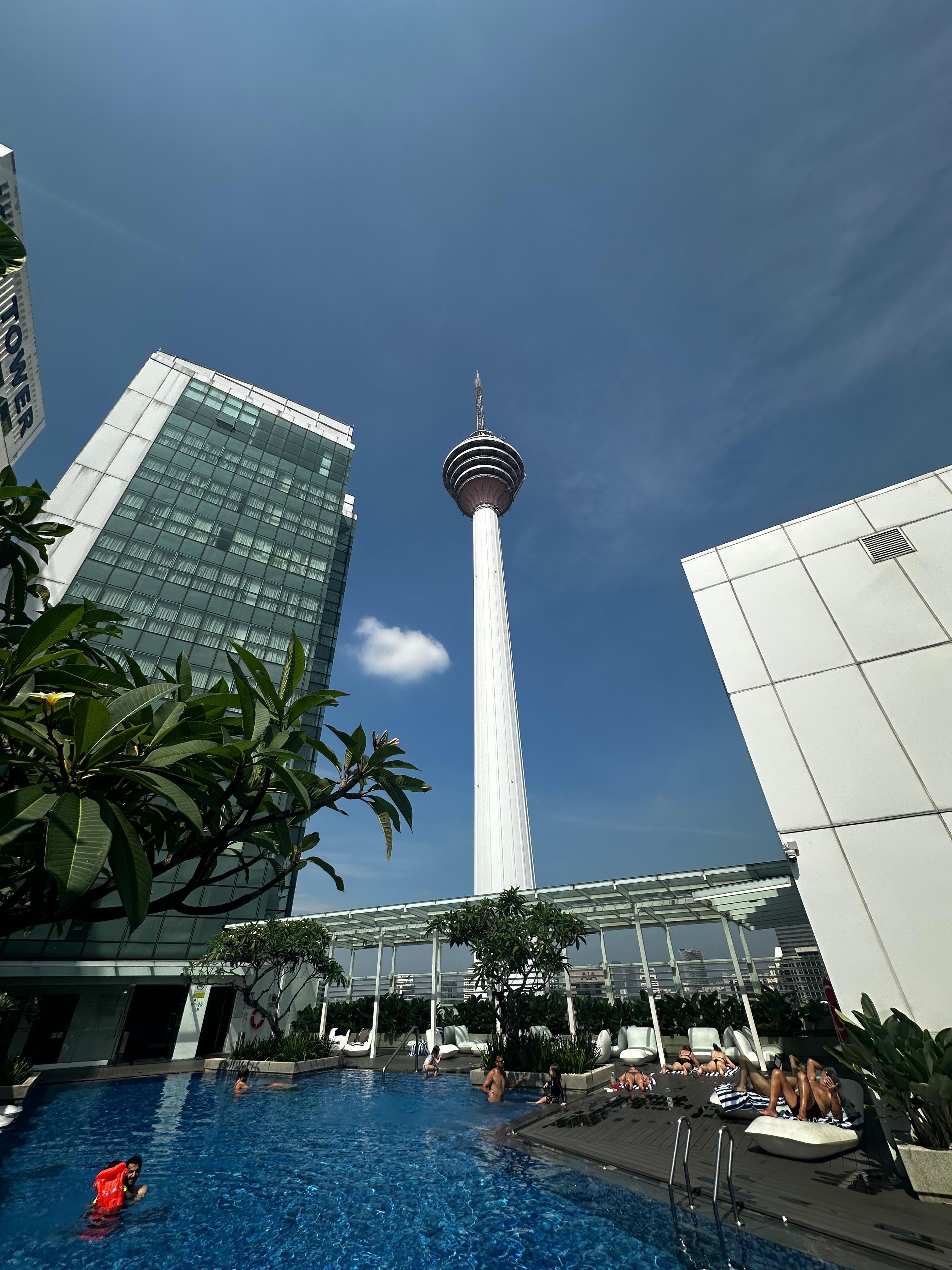 View of KL tower from rooftop pool 