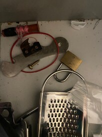 Dirty Utensil draws.
We took what we needed from the kitchen cupboards, washed them up and kept them on the bench.