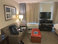 Living room area of our hotel room