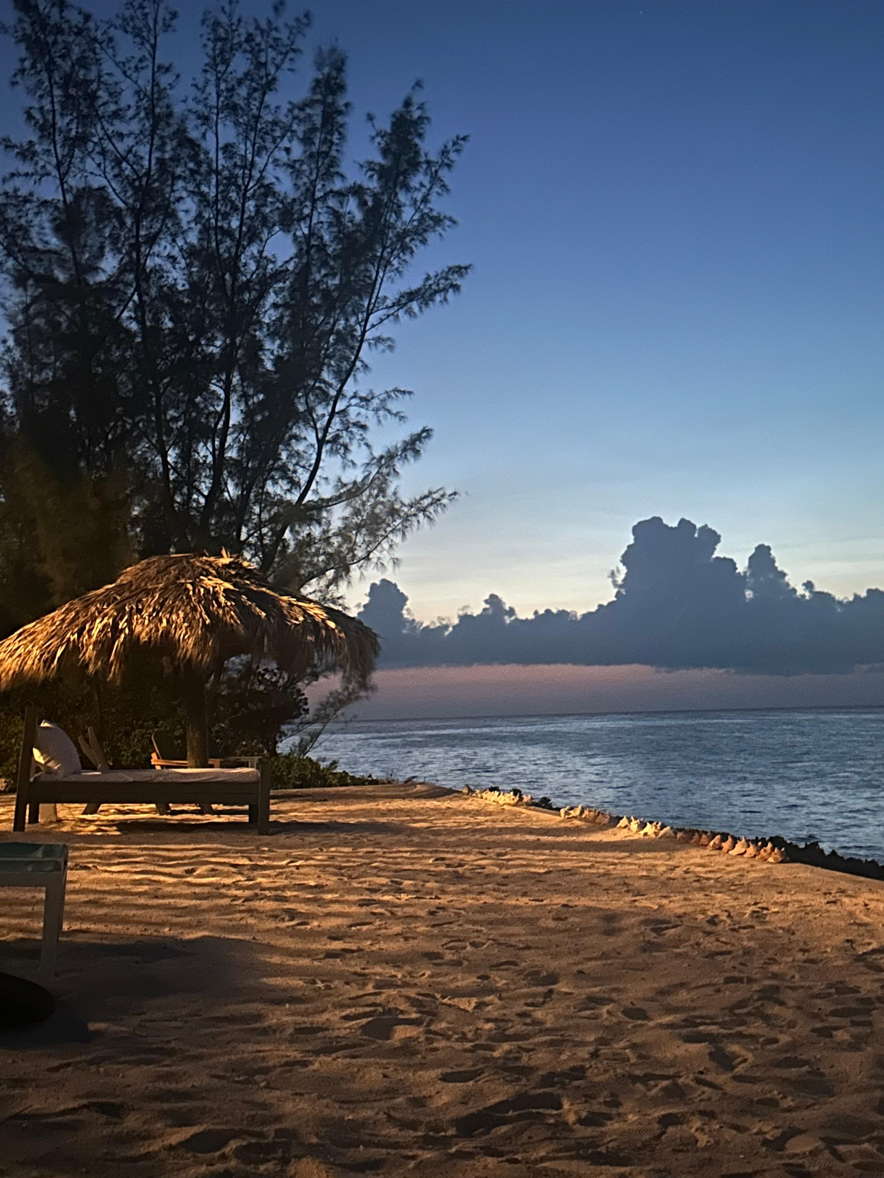 Night view from the beautiful private beach 