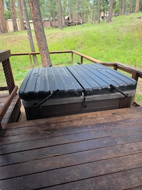 The hot tub had the easiest cover to remove & was conveniently right off the master bedroom.