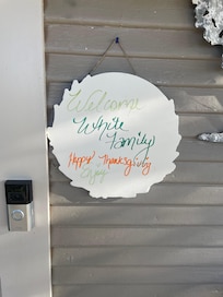 The greeting as we entered the house.