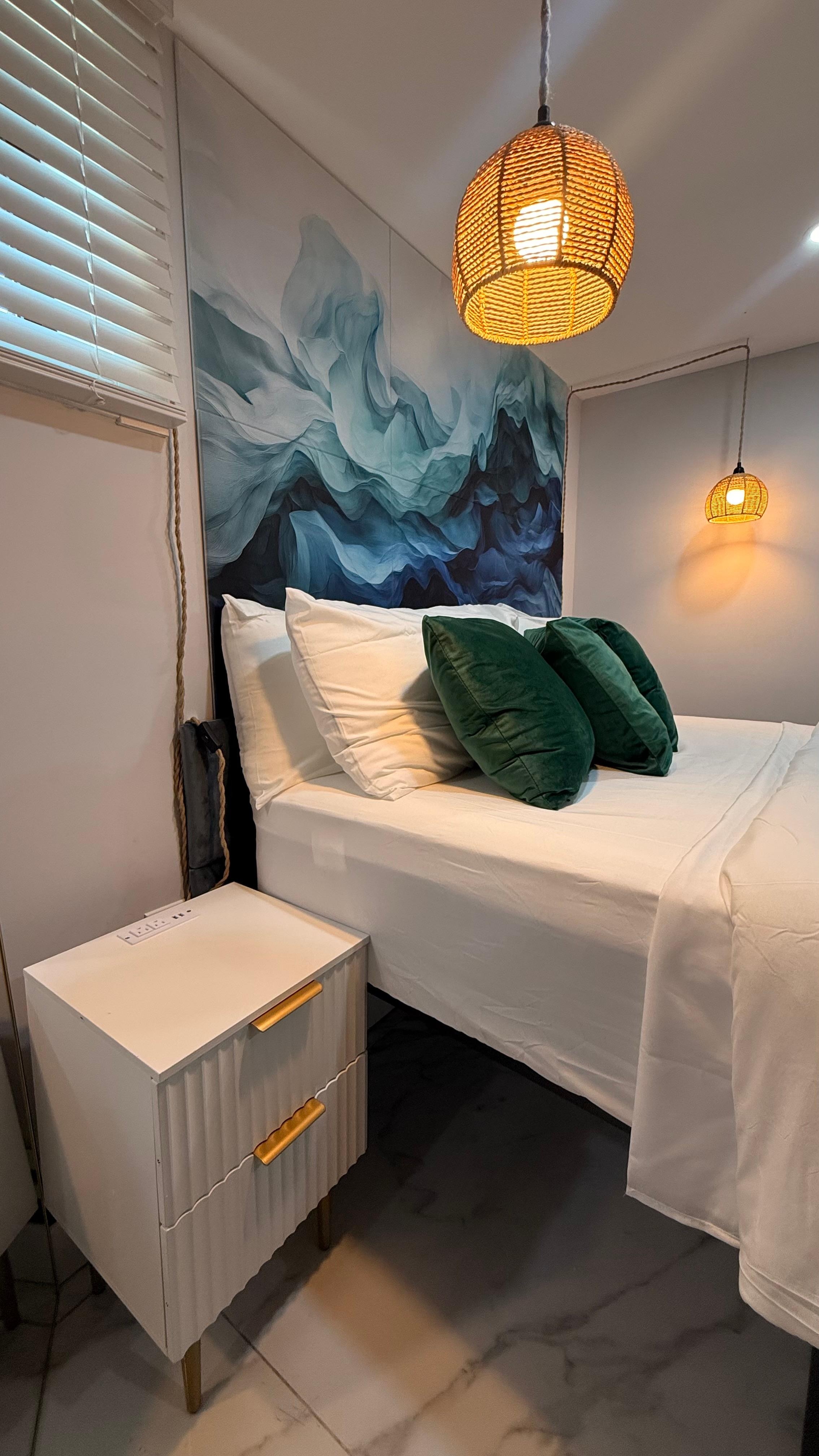 The room has a cute design and the beds are so comfy. 