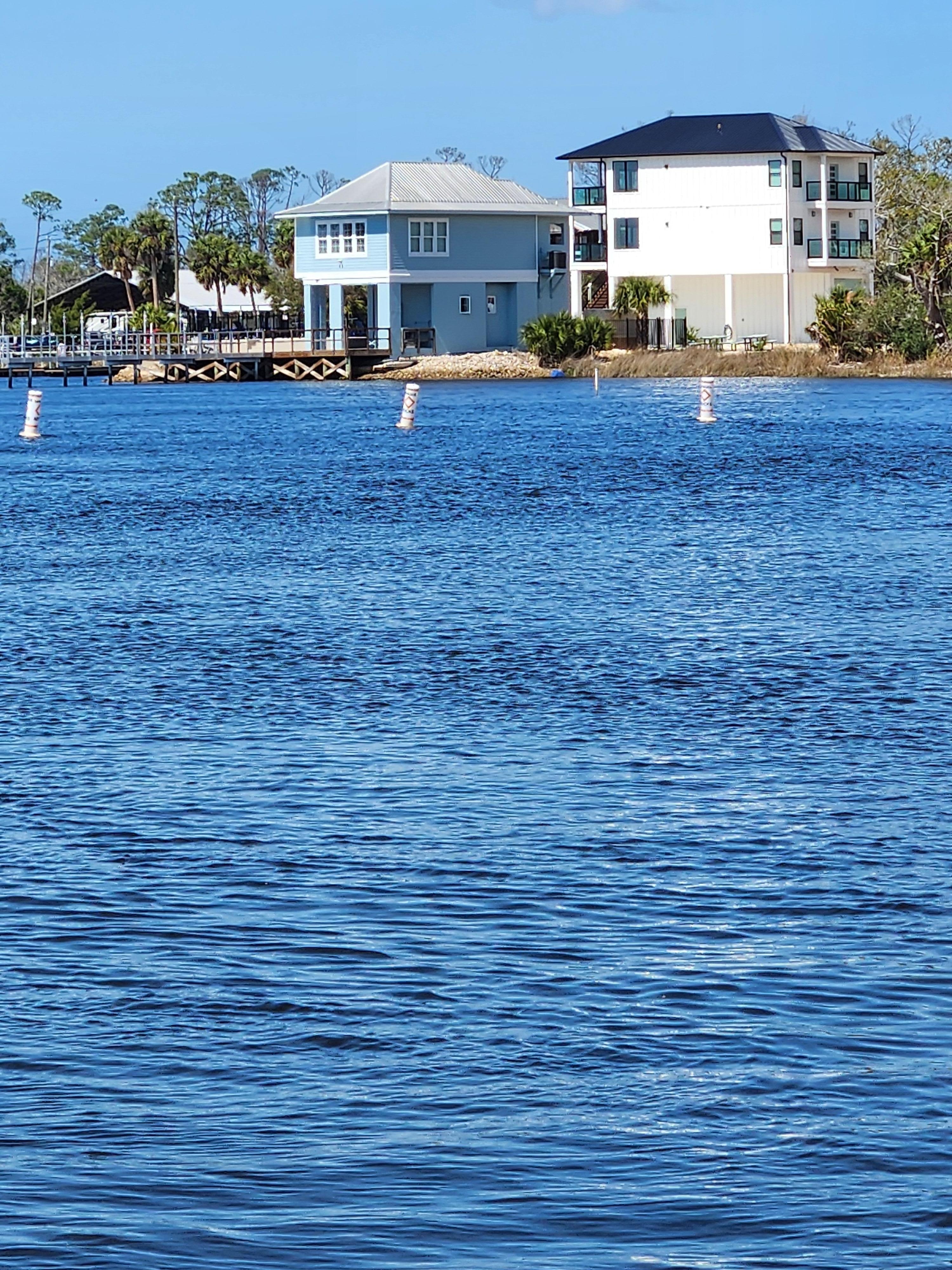 The view from our cabin across the river.