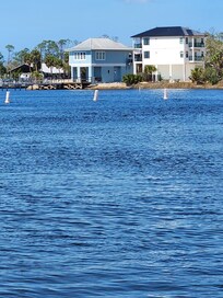 The view from our cabin across the river.