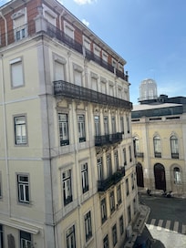 View up the street from our room