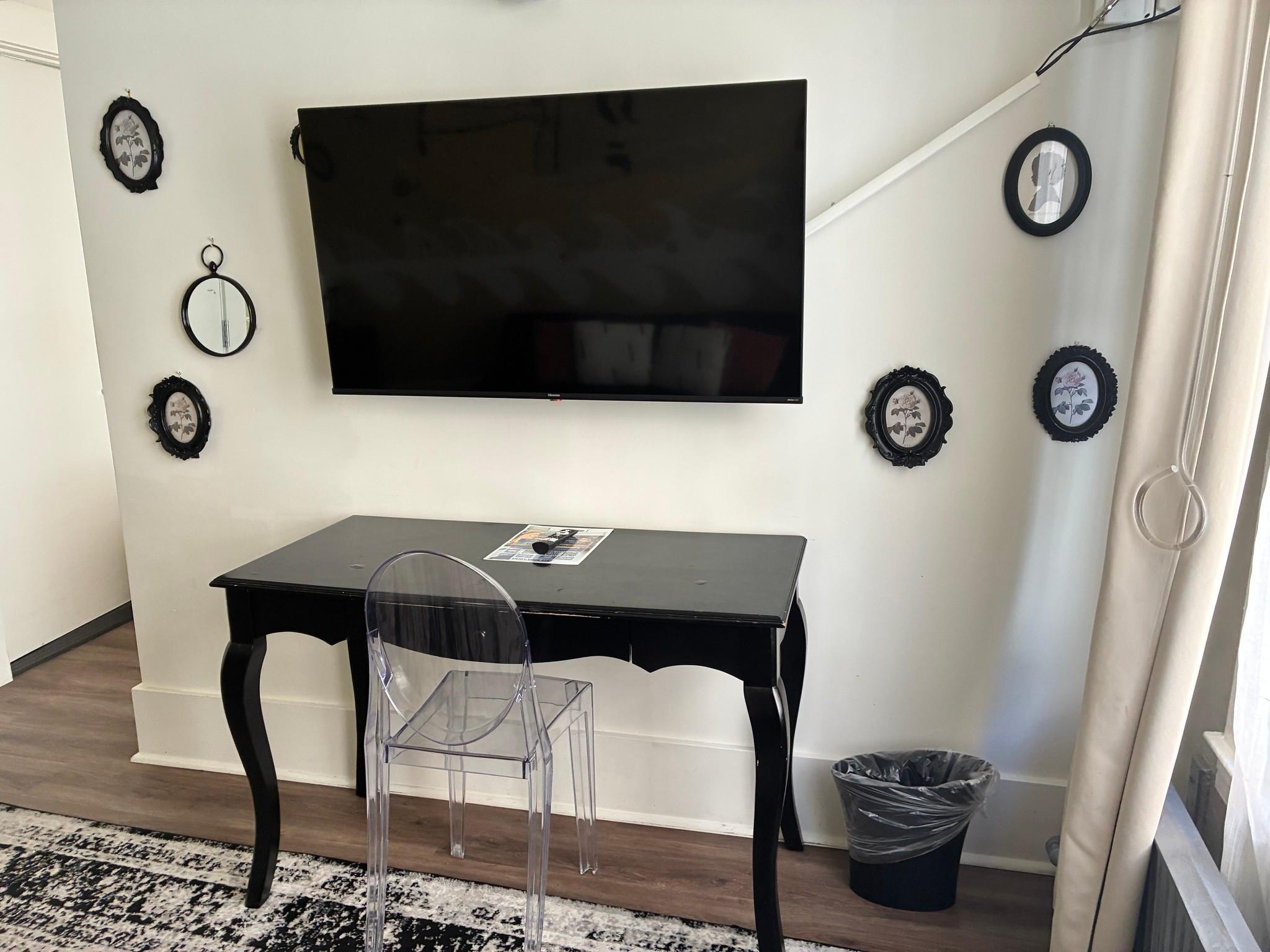 Living area work desk and TV