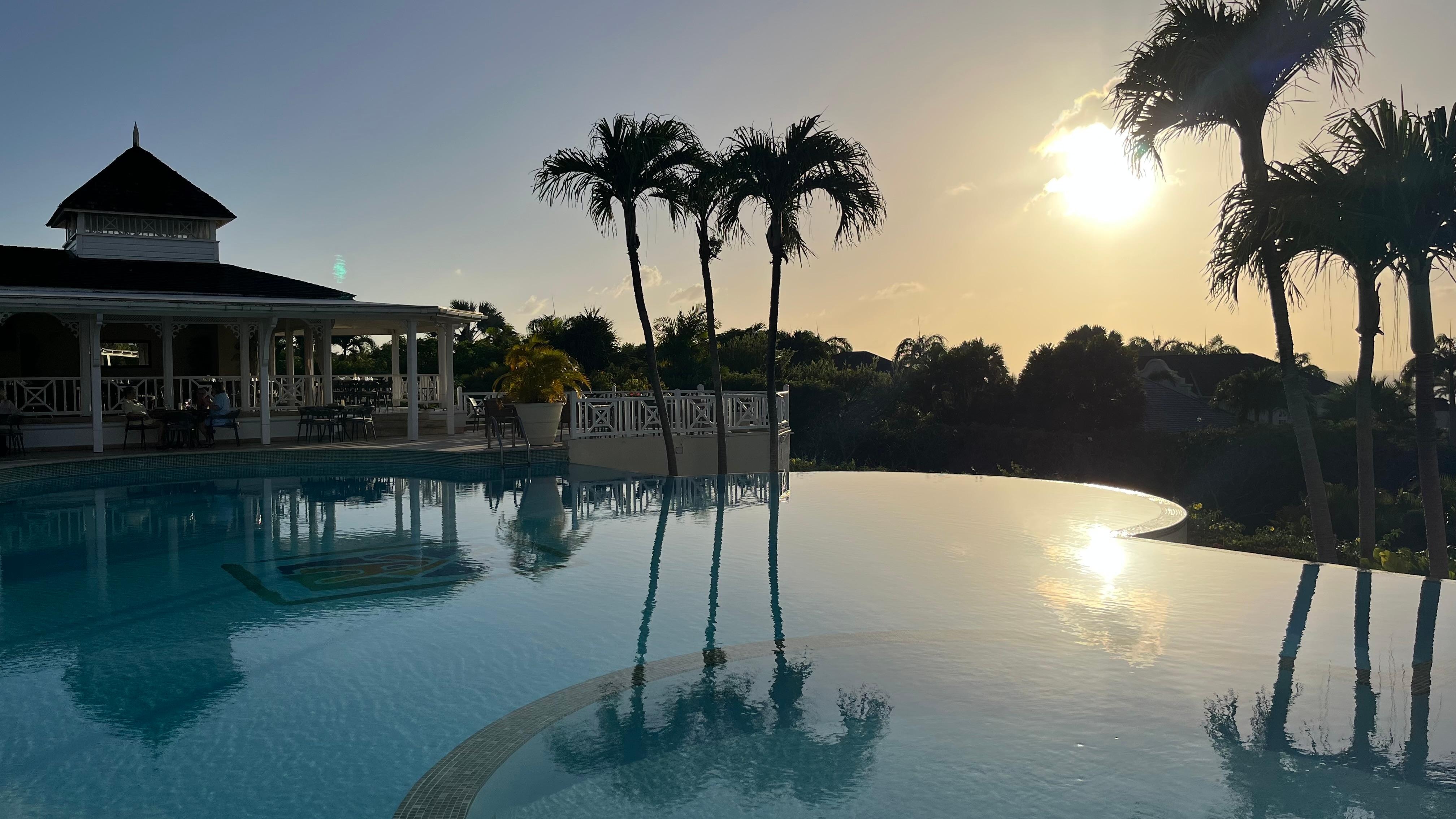 Sunset and rum punch from the clubhouse bar