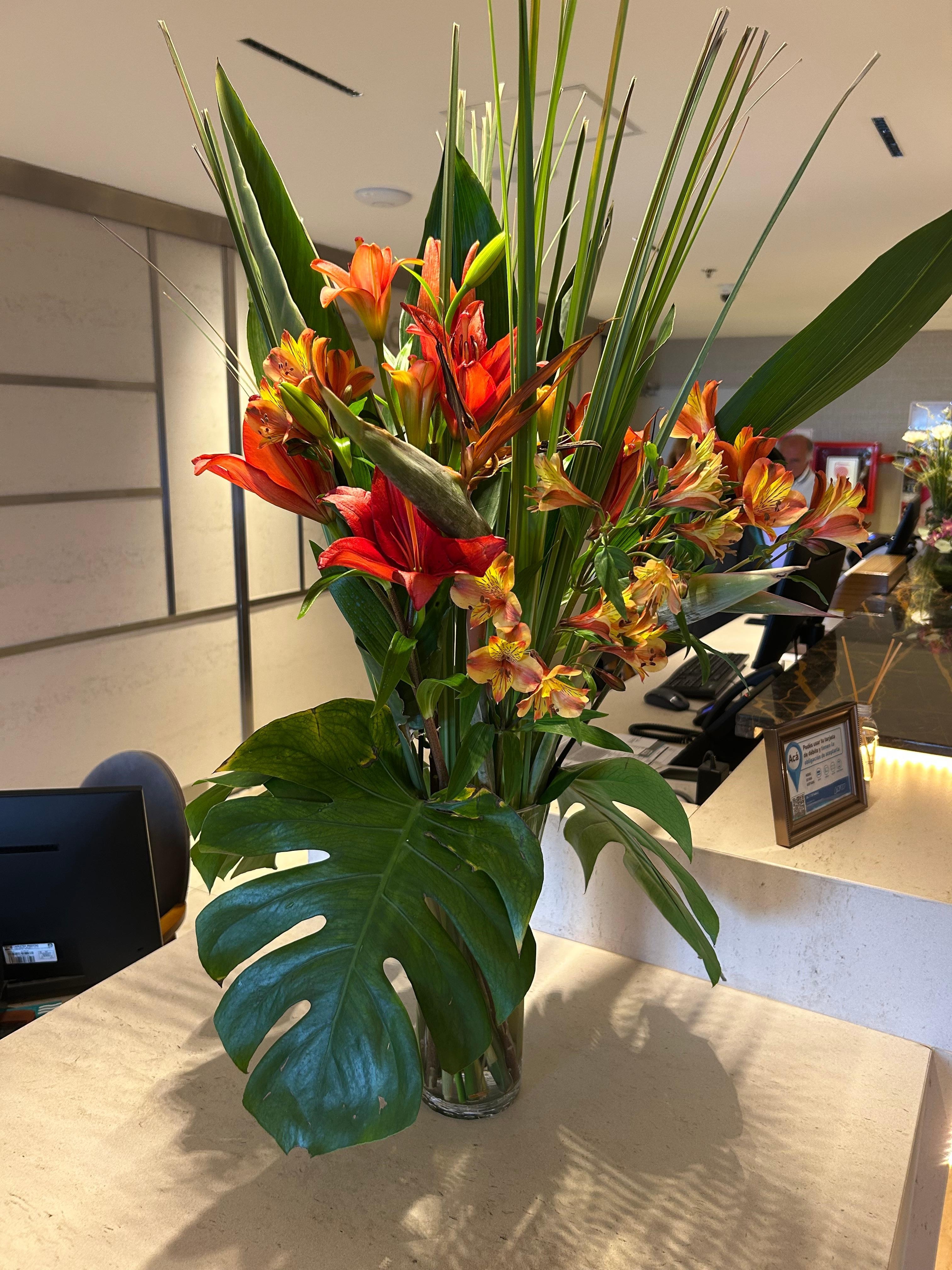 Flower arrangement in the reception area.