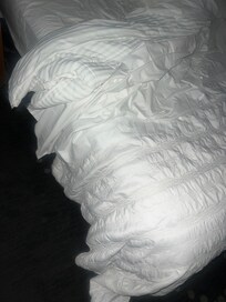 Beds were so low all the beddings mingle with the dirty carpets