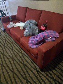 2 liter soda was removed from off the table and I had chicken that was in the refrigerator moved and bagged up sitting in a room next door