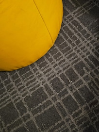 Debris around the ottoman