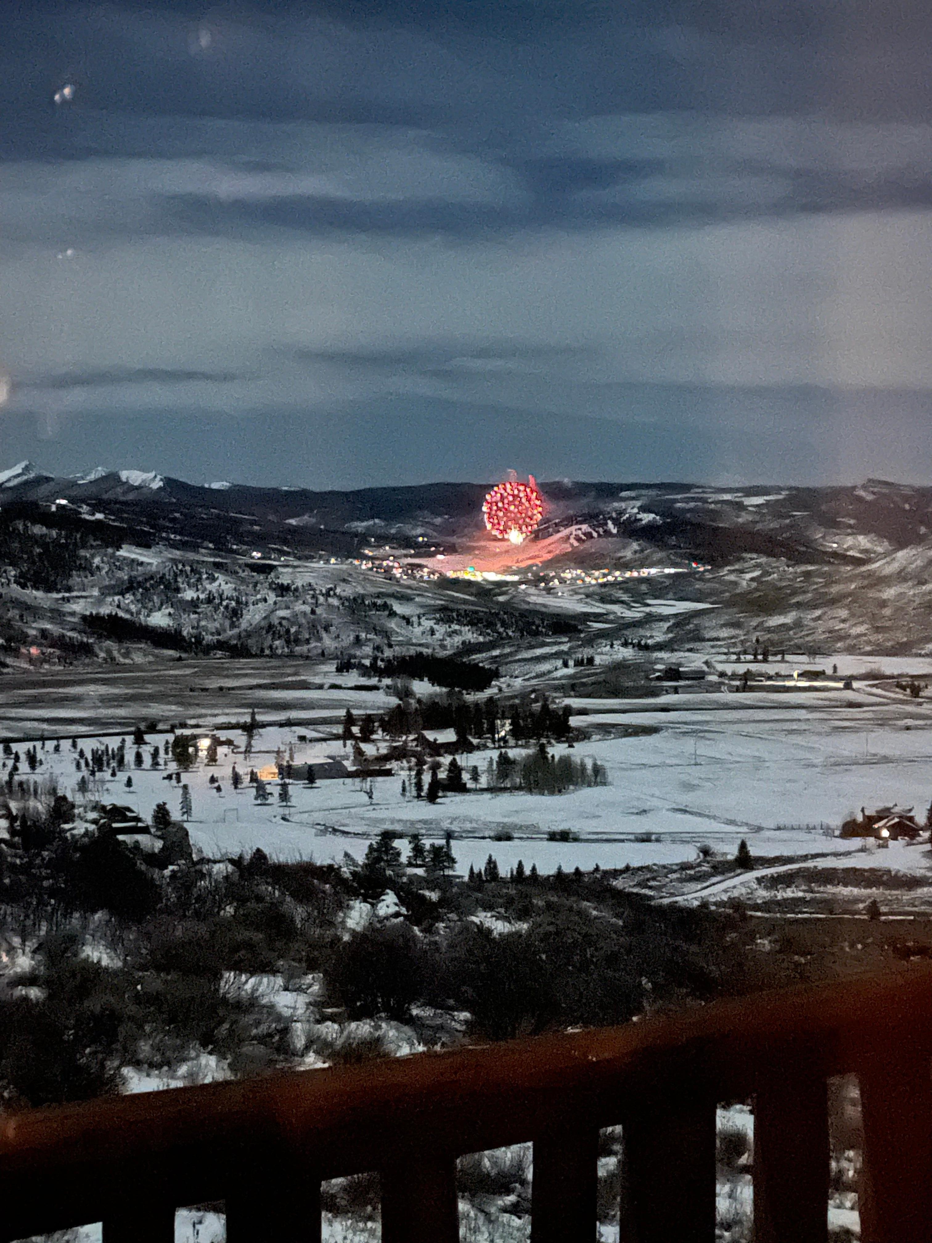 View of New Years fireworks at Granby  Ranch from living room.