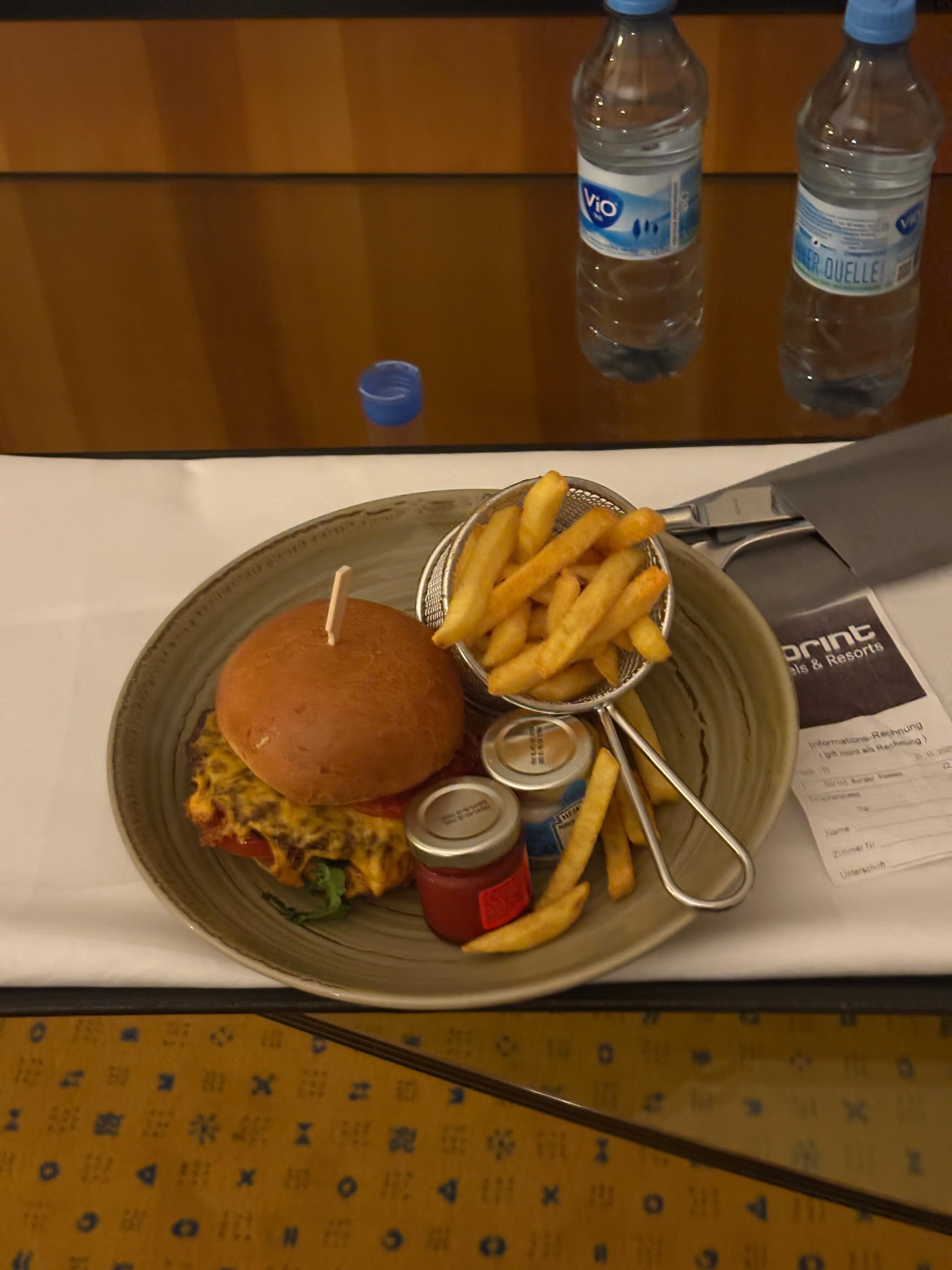 Burger and Fries at Hotel