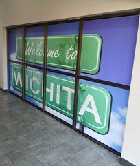 A nice welcome in the connector between the lobby and the hallway to my room