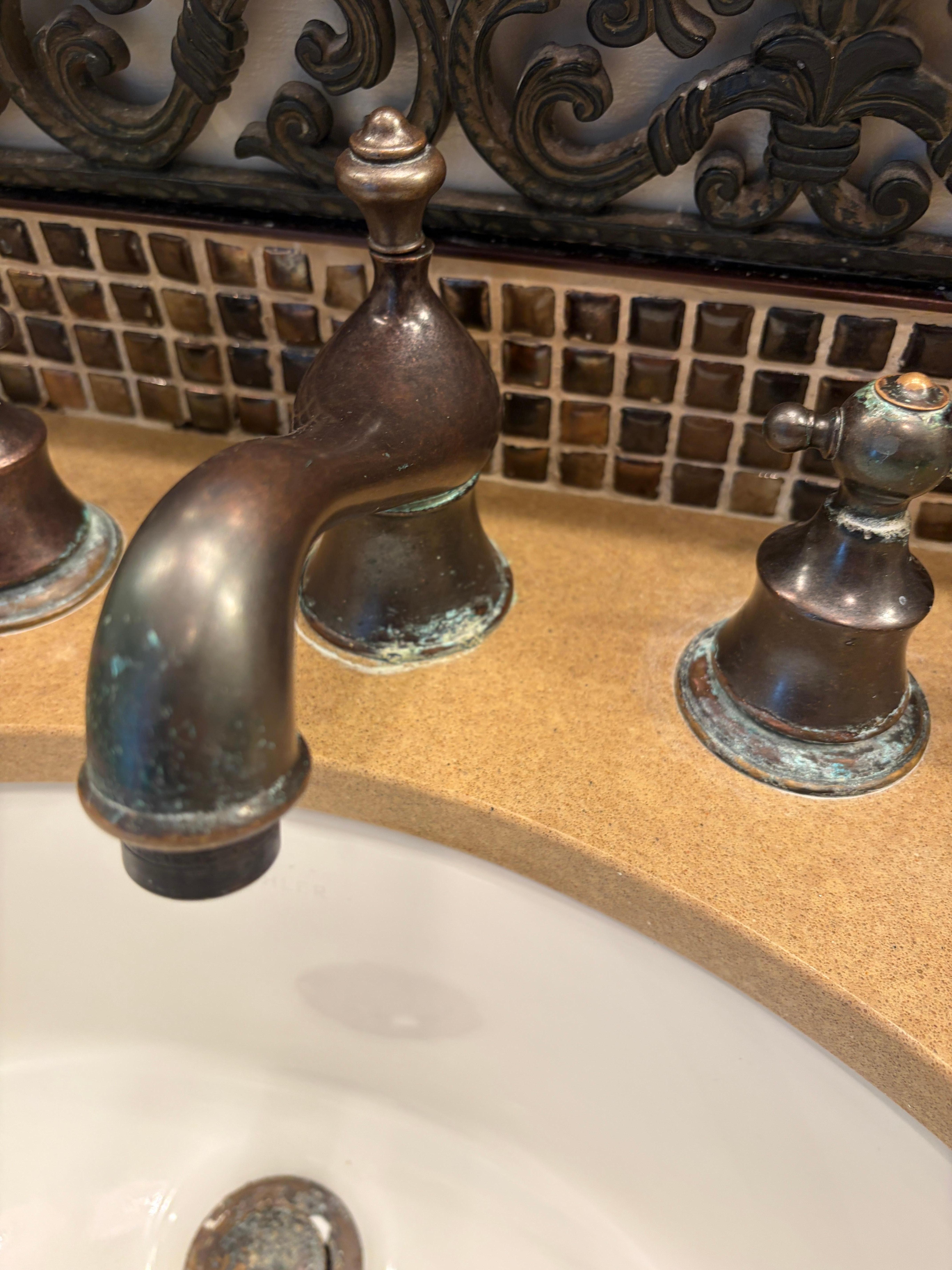 Notice the corrosion. Completely UNrenovated bathroom.