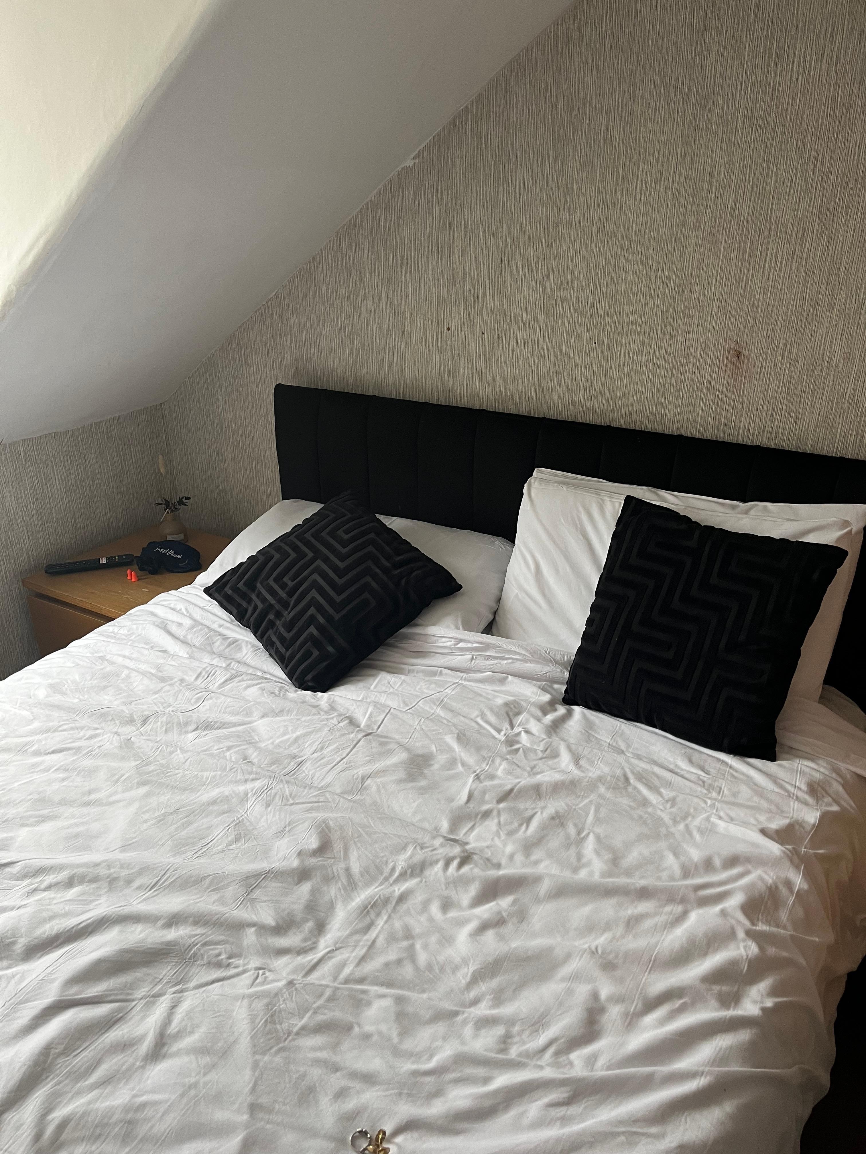 This is the bed supposedly made. 