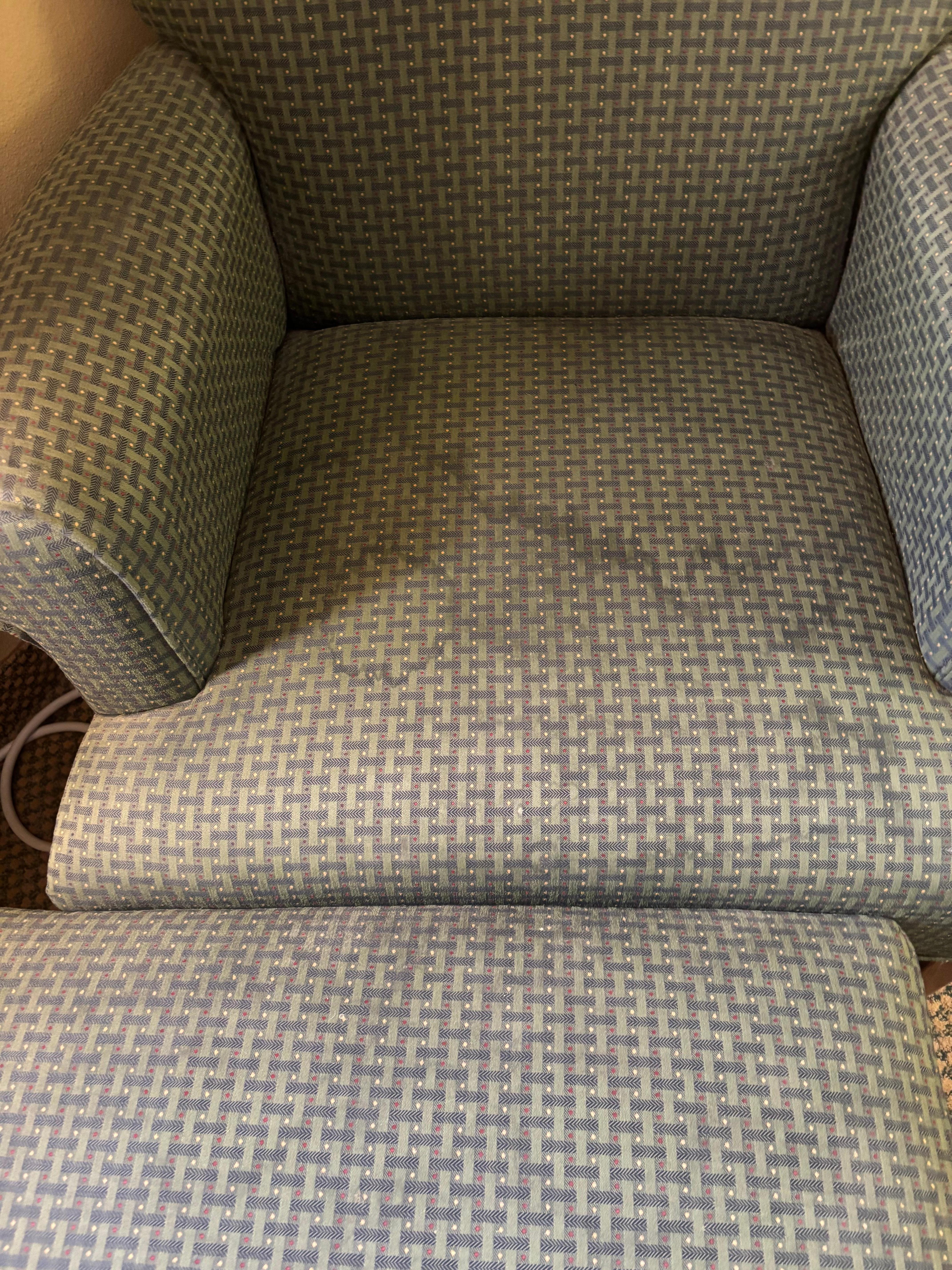 stained furniture, probably from wet clothes.