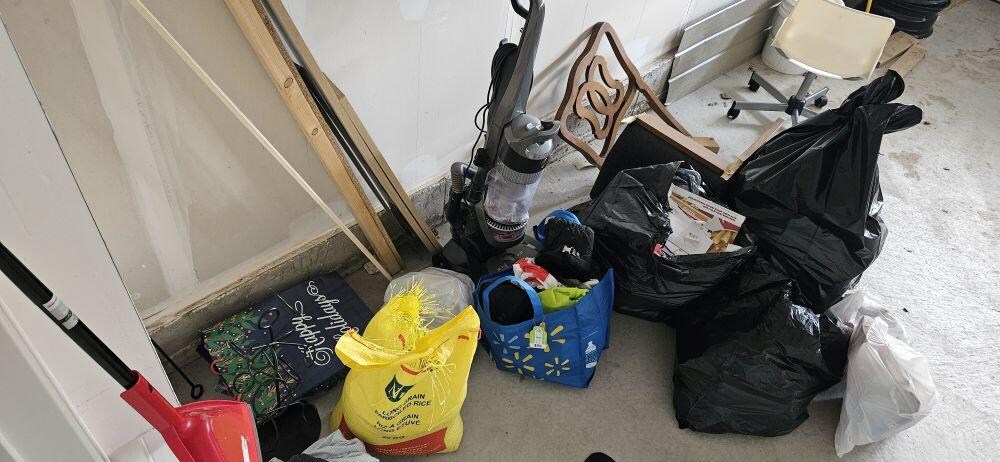 Garbage and broken chair and...