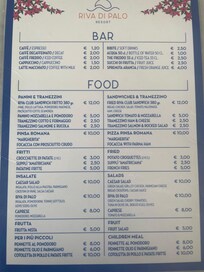 Beach menu