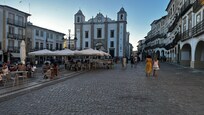 A town square near by