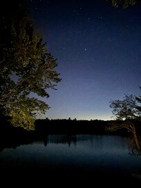 Night views from the balcony overlooking Lake Ackerman