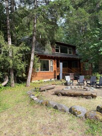 Fire pit and back of the house