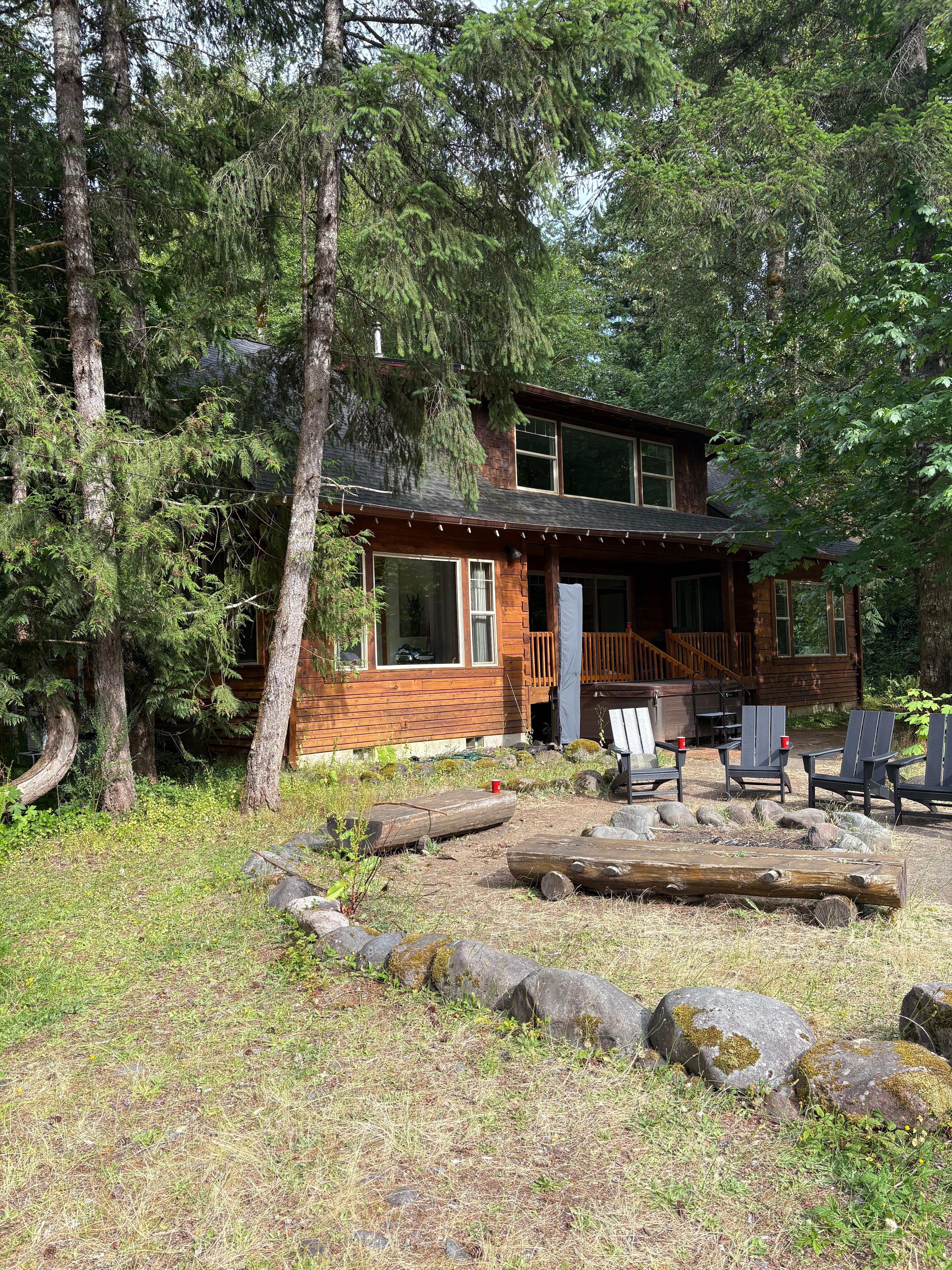 Fire pit and back of the house