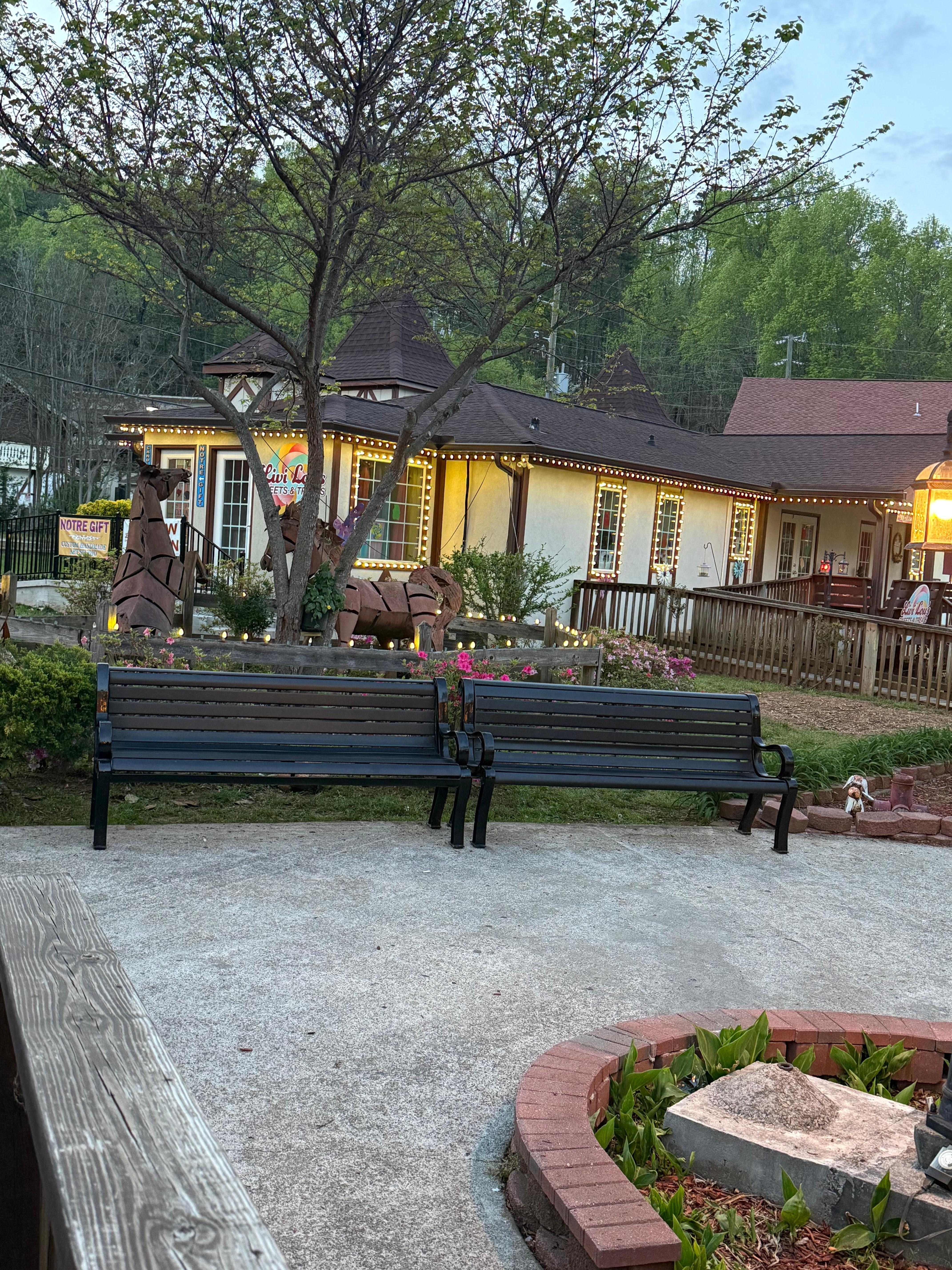 Sweet shops and metal art. 