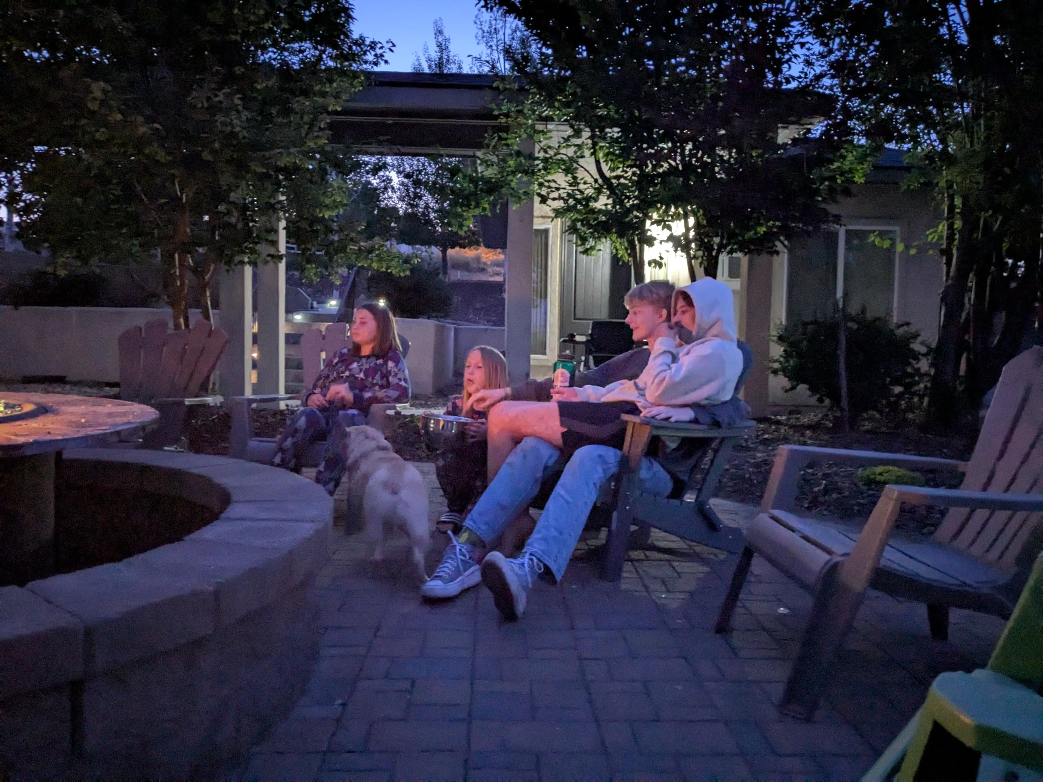 Dusk around the firepit. 