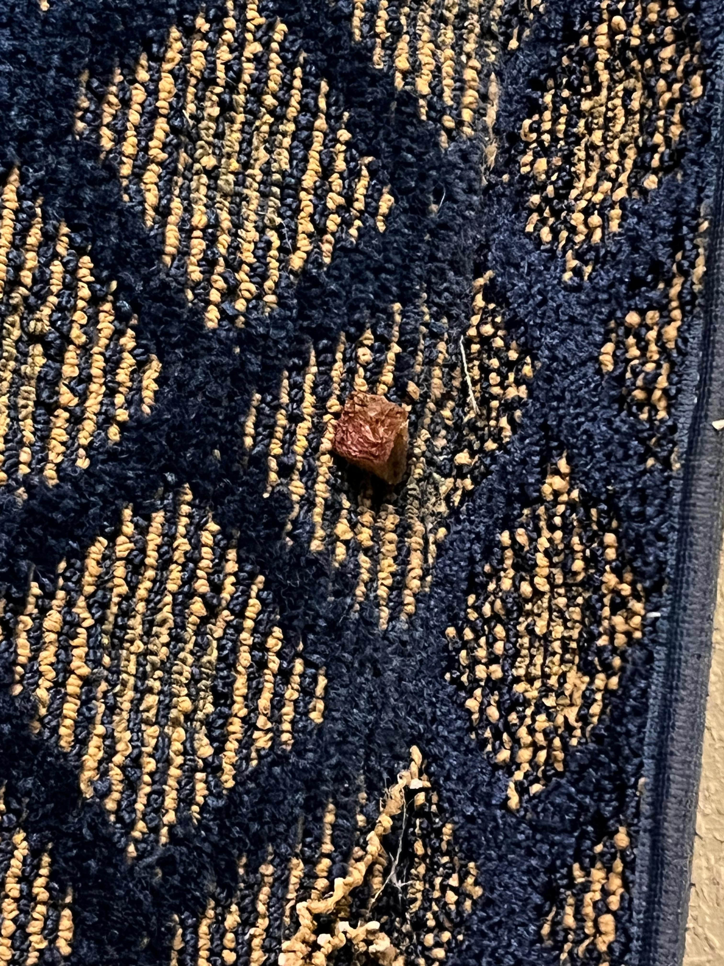 Brown thing on carpet.