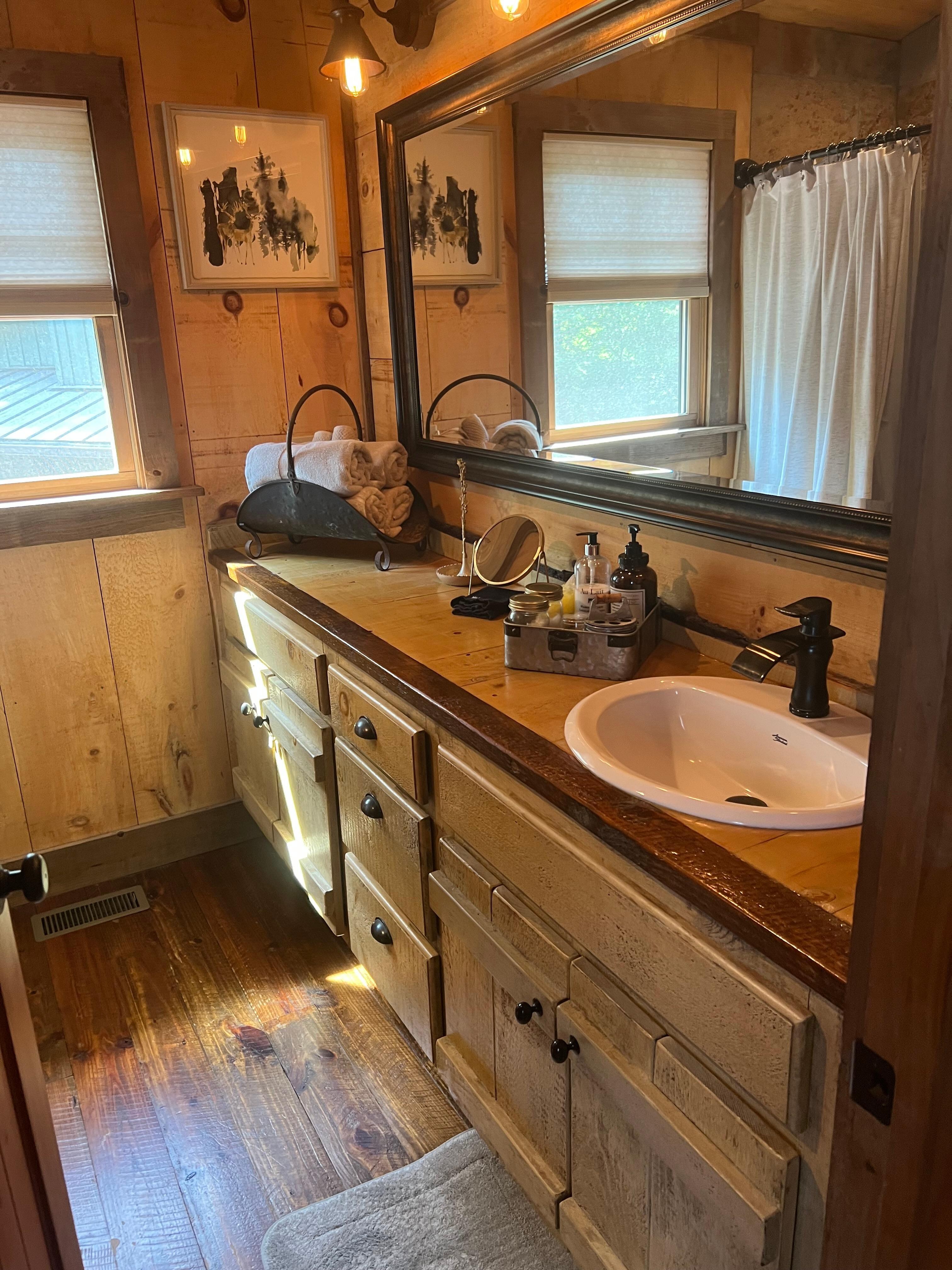 spacious bath well stocked with all necessities. 