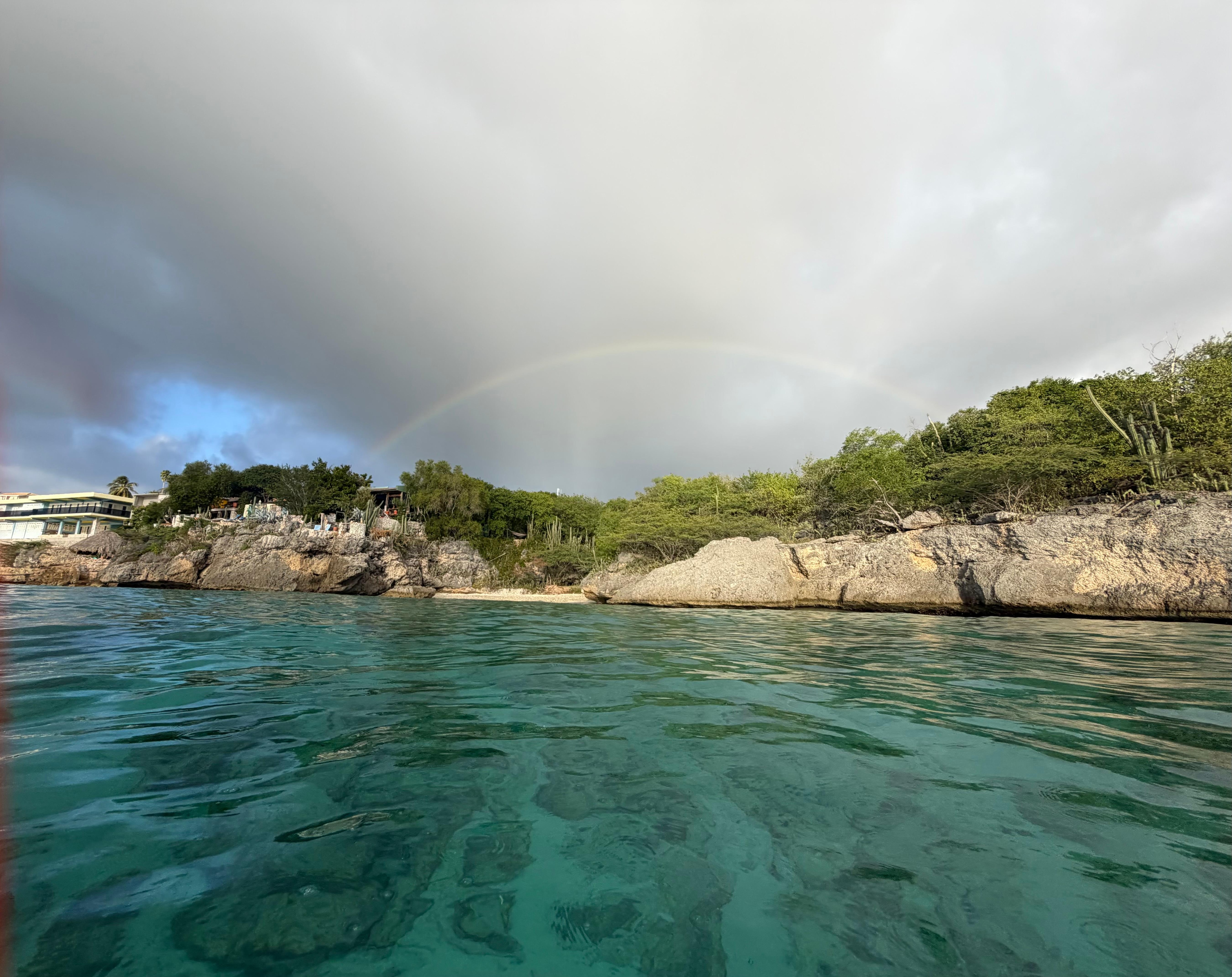 Rainbow directly above the cottage was an extra while snorkeling.