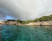 Rainbow directly above the cottage was an extra while snorkeling.