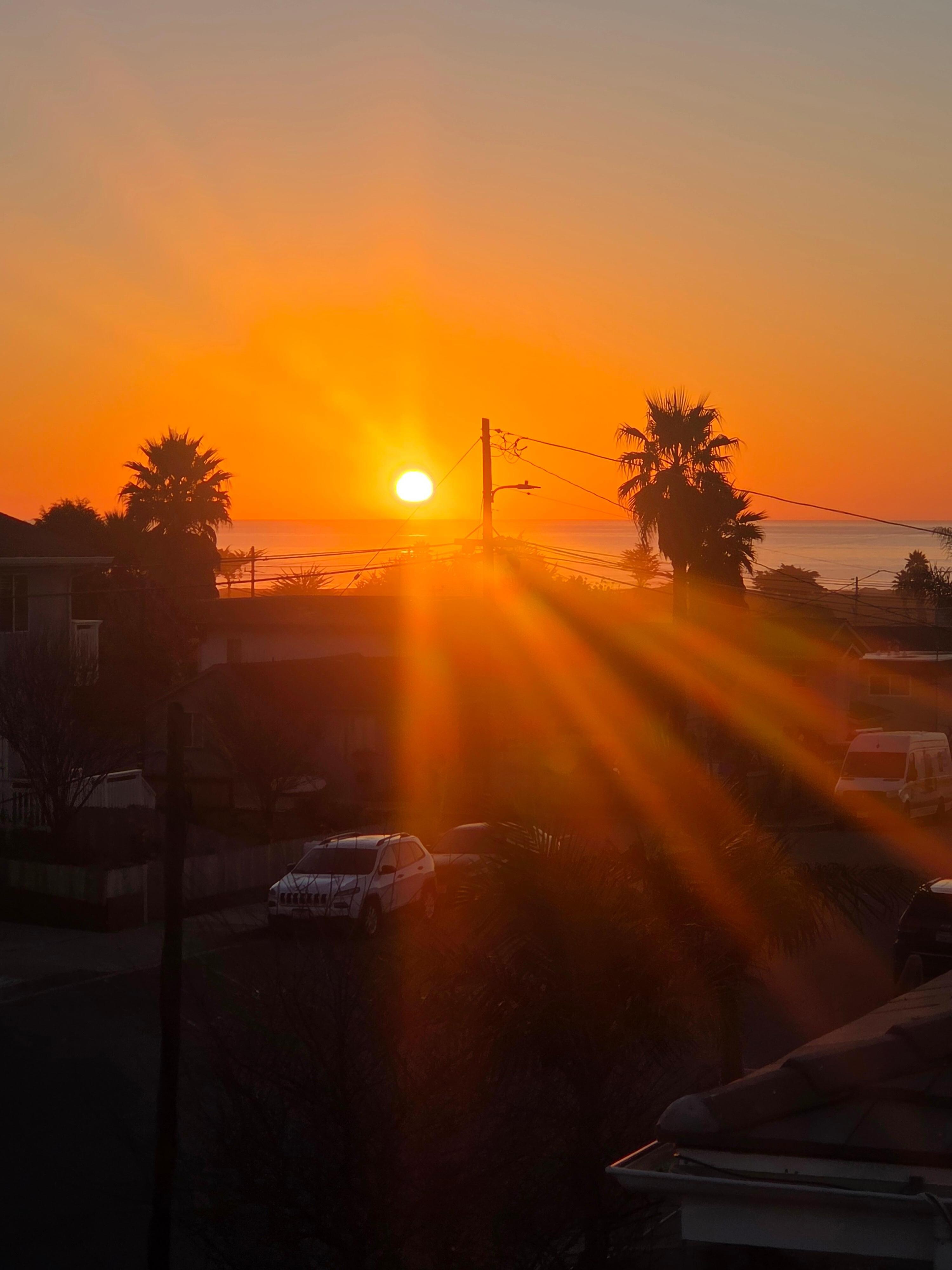 Roof top view of the sunset.