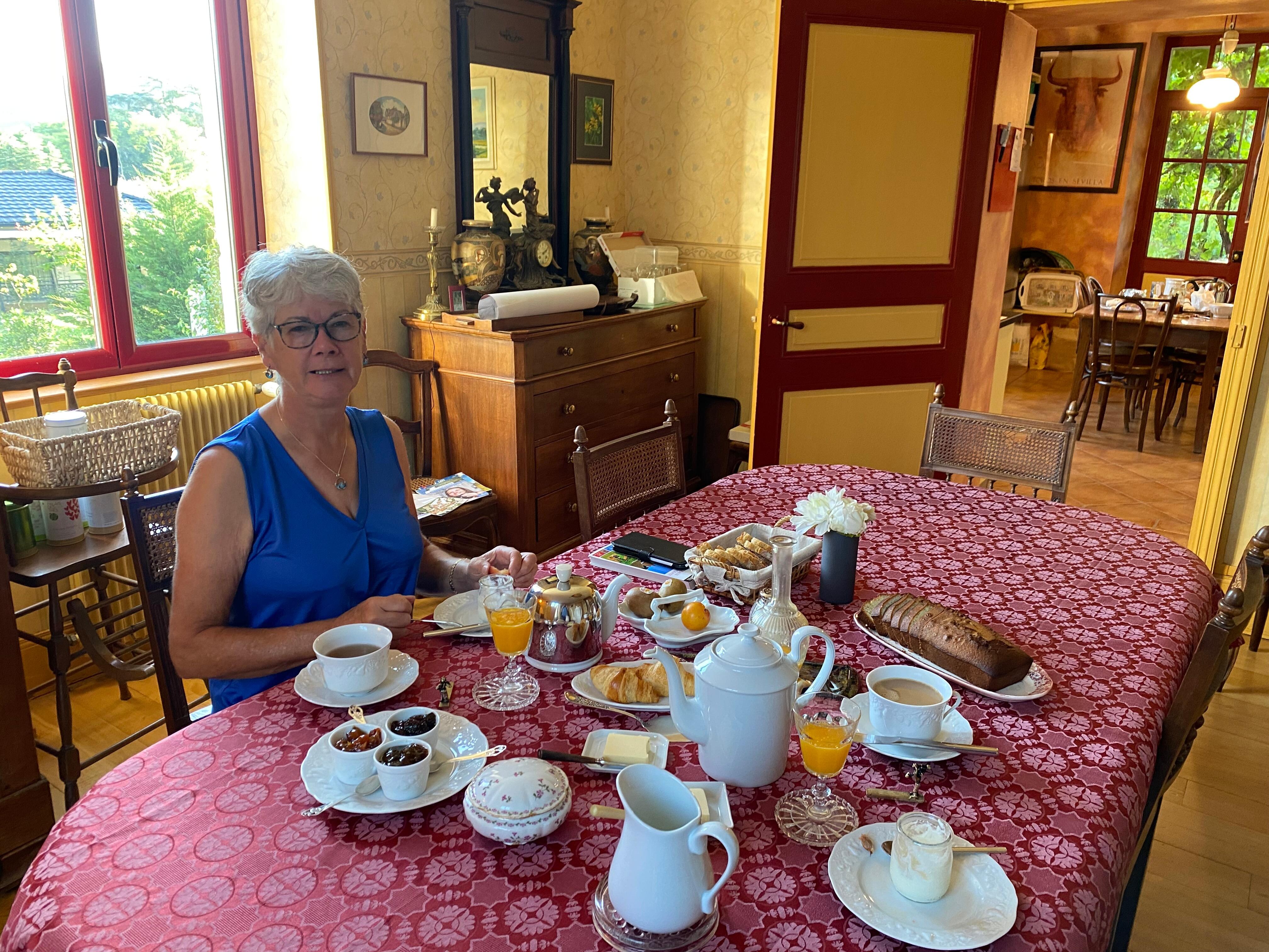 Lovely breakfast with homemade bread and jams