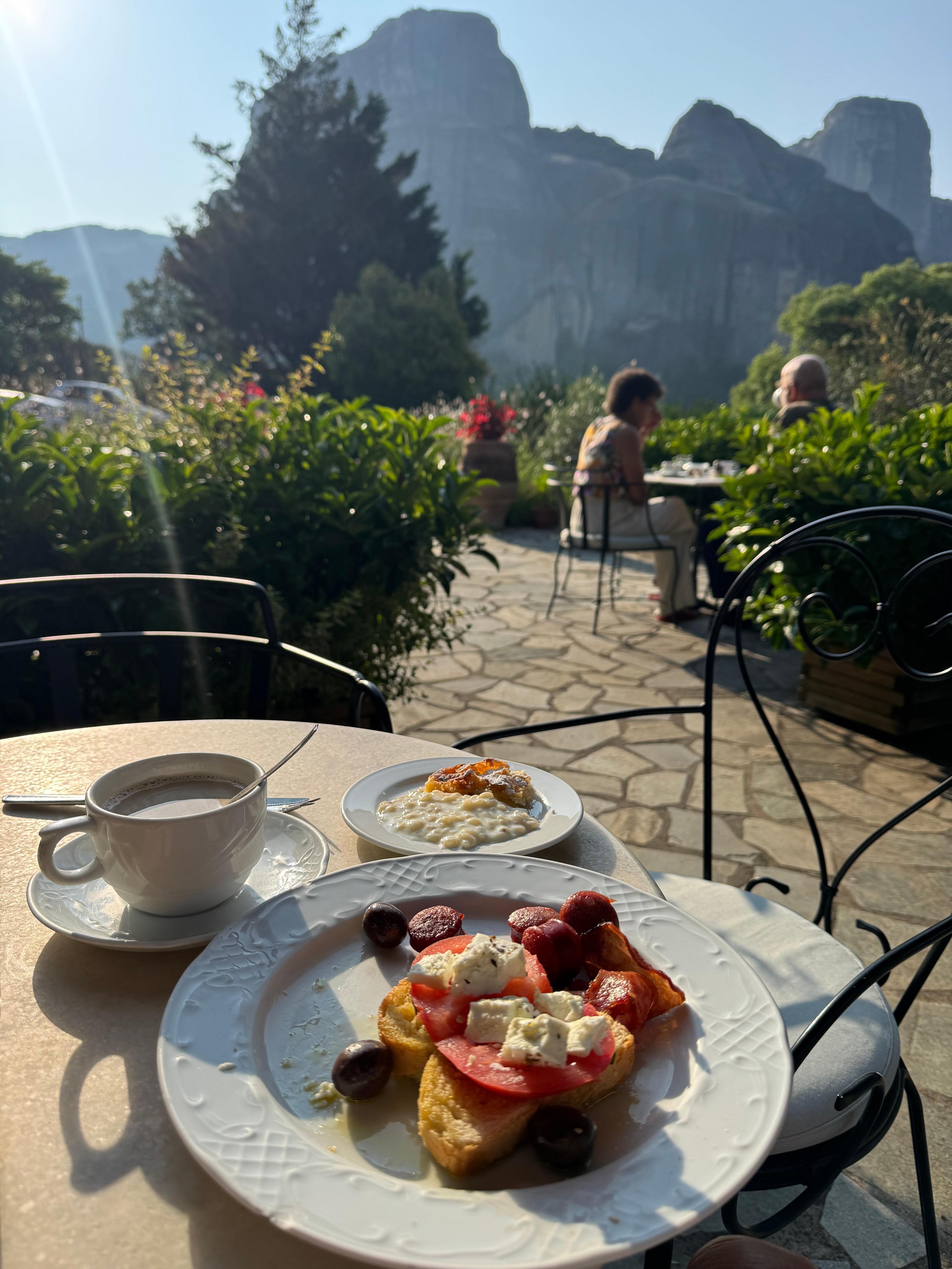 Enjoying breakfast on the patio 