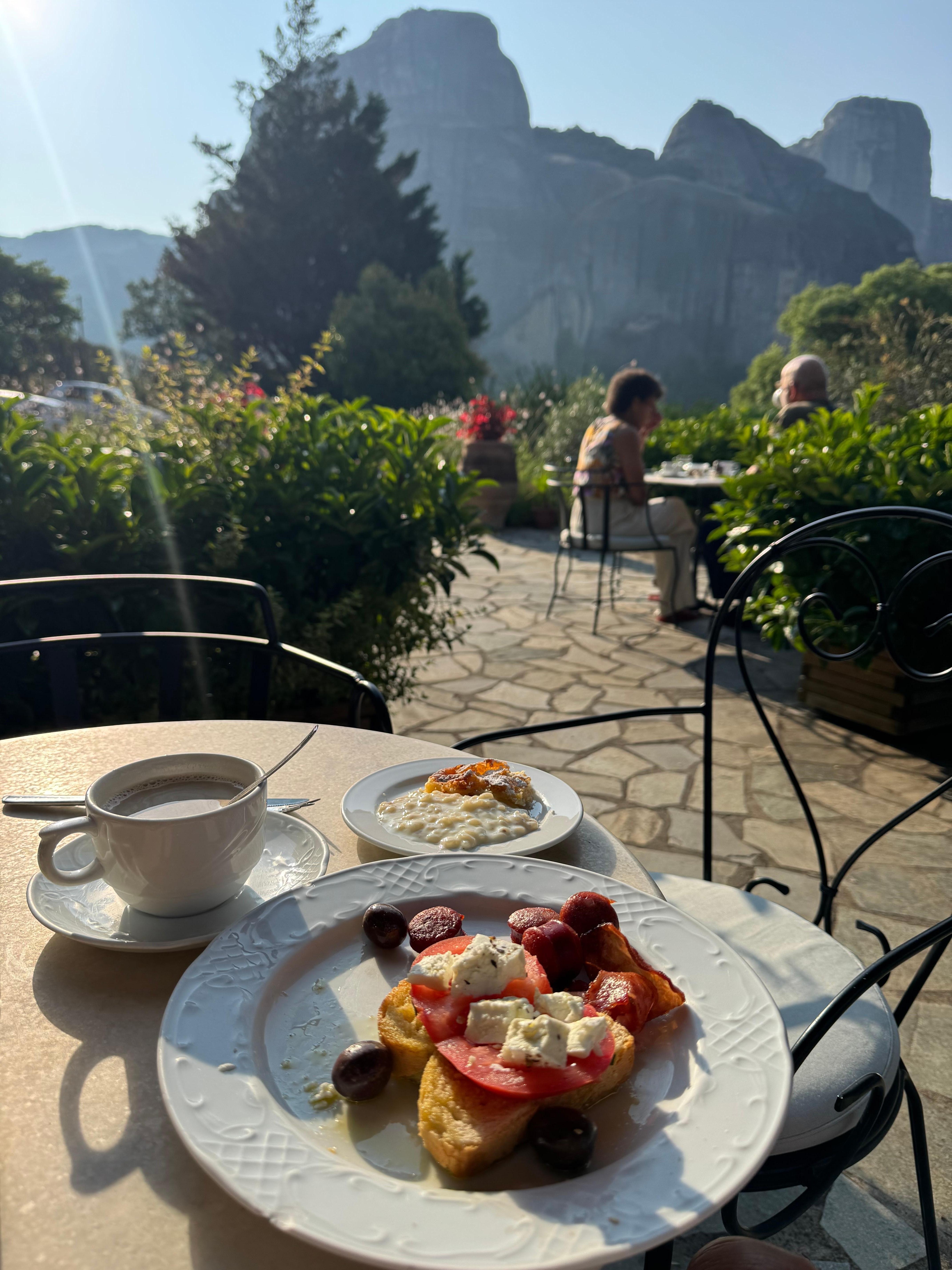 Enjoying breakfast on the patio
