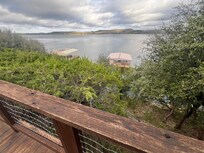 Looking from balcony at the boat house.