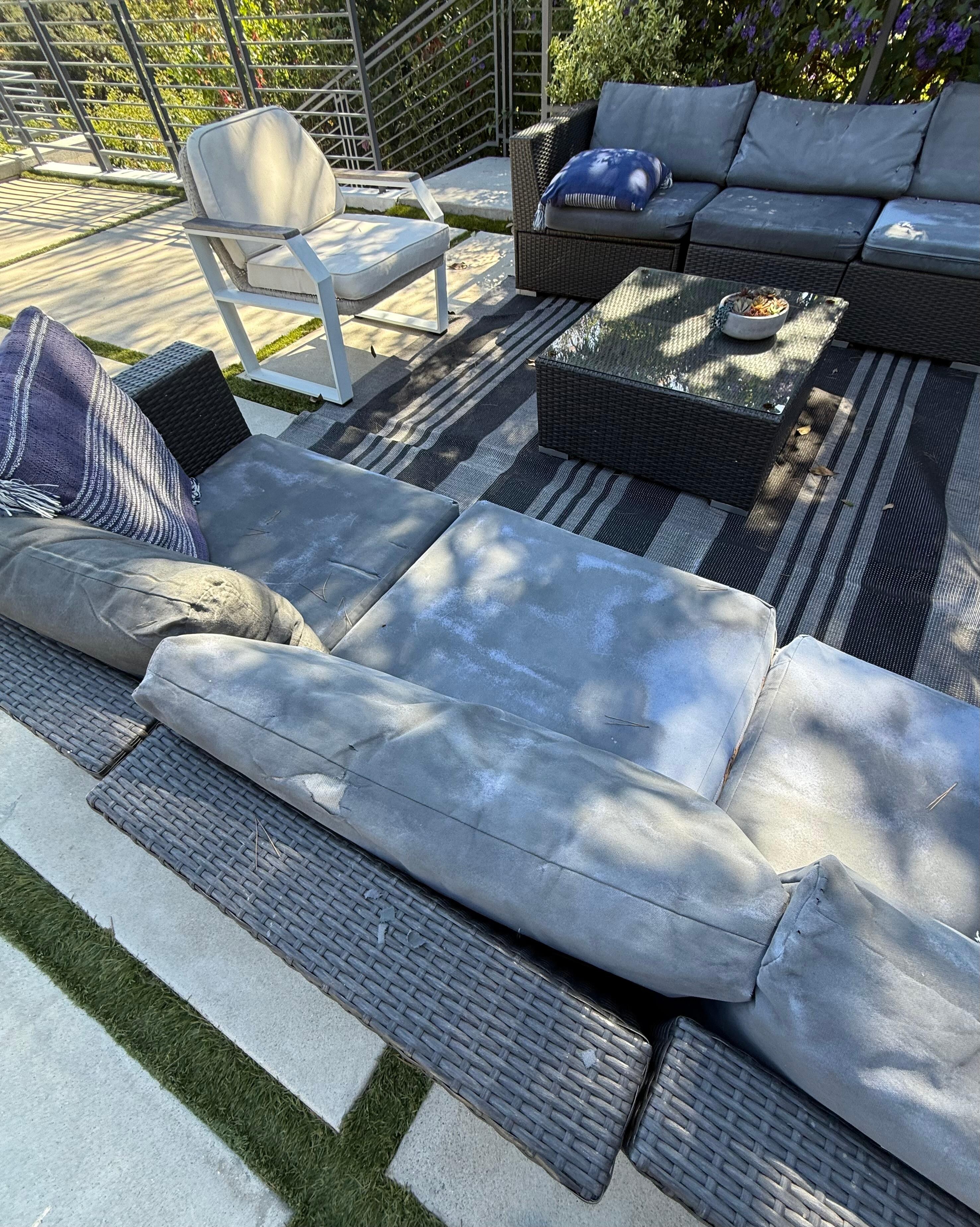 Dirty and worn. No one wanted to sit on them lol.